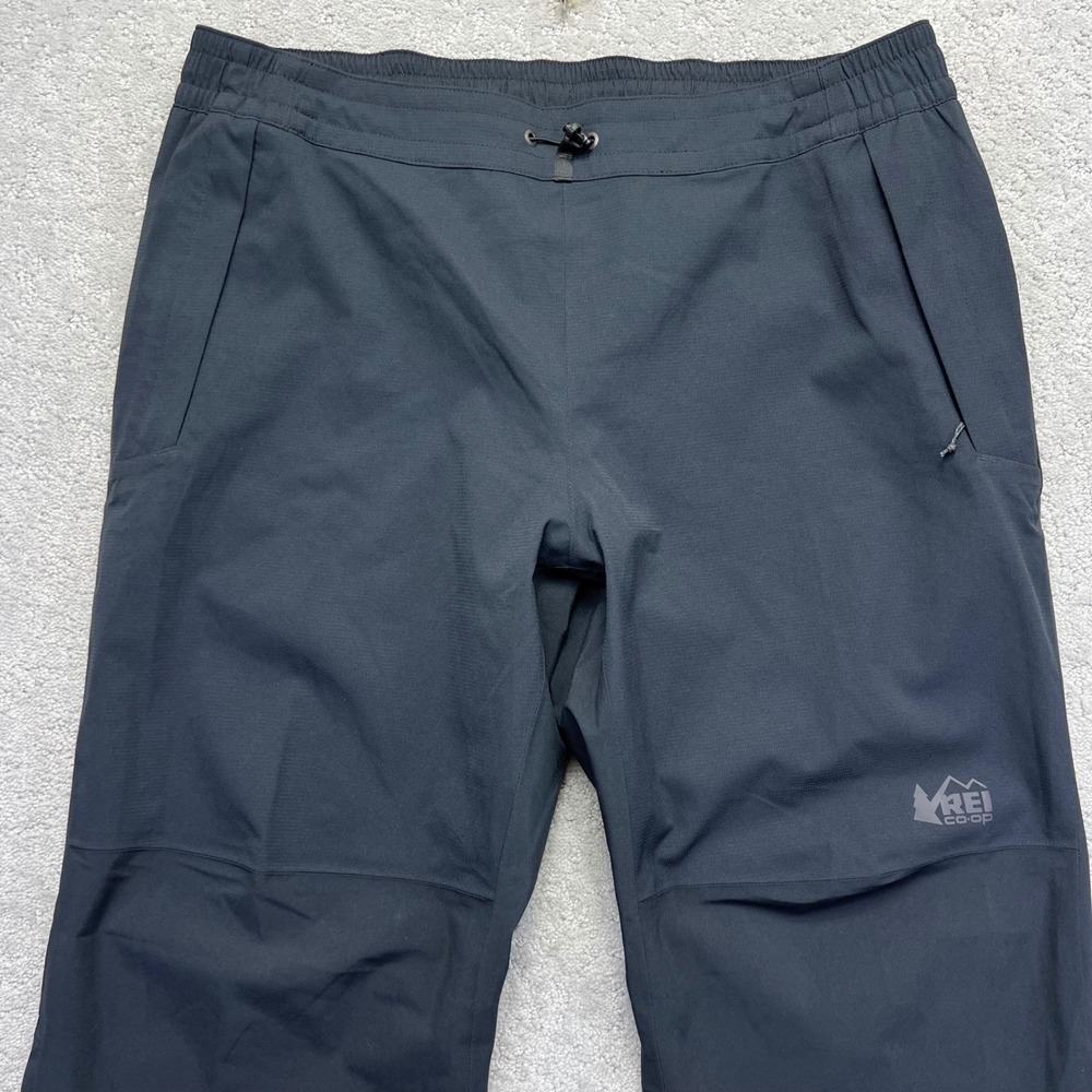 REI Co-op HydroWall 2.5L Pants Mens Large Black Waterproof Hiking Rain Shell - Picture 2 of 16